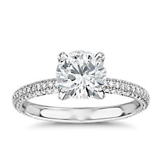 The Gallery Collection™ Rolled Micropave Diamond Engagement Ring in Platinum (3/8 ct. tw.)